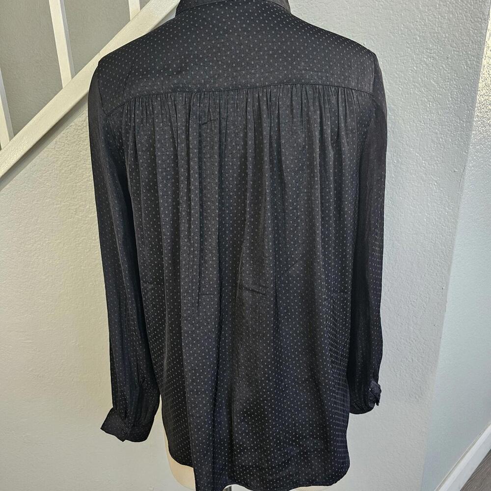 H&M Black Polka Dot Long Sleeve Blouse, Women's Sz 2 - Picture 4 of 11